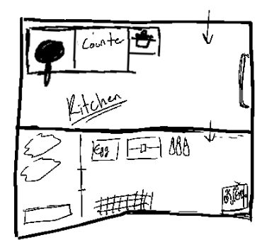 Kitchen floor planning sketch