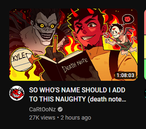 CaRtOoNz feature video thumbnail highlighting ChillaxSCRAPS Death Note gameplay