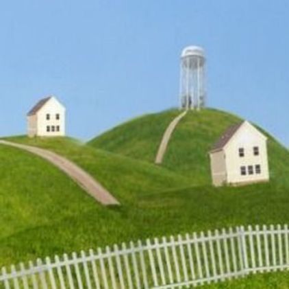 Reference of small houses on rolling hills